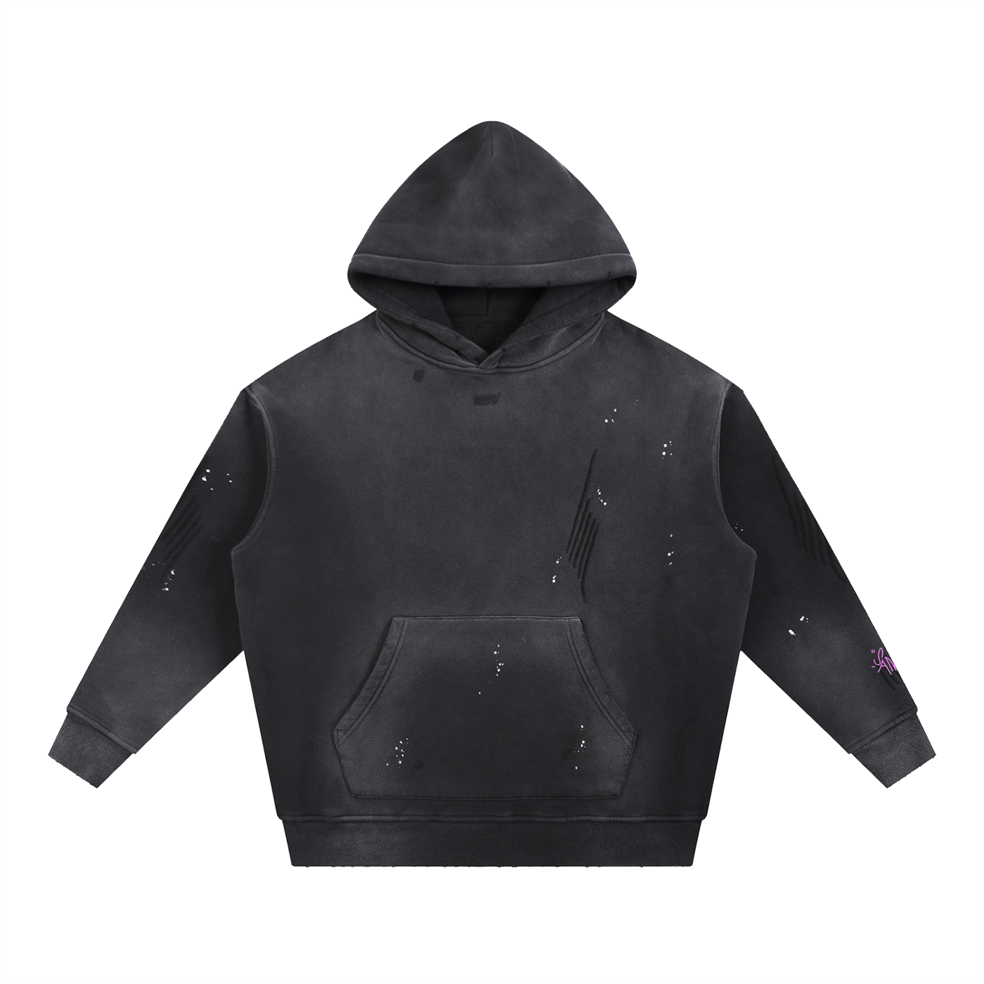 Vintage Washed Frayed Fleece Hoodie